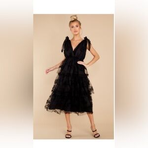 Stolen Glances Black Midi Dress